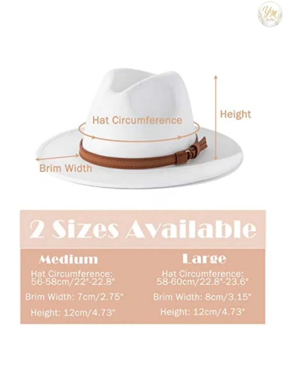 Vintage Wide Brim Fedora Hat with Belt Buckle, Adjustable Drawstring, Cotton